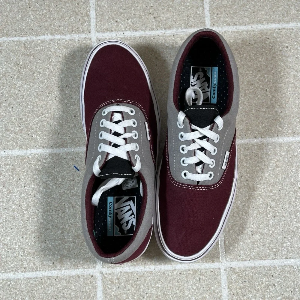 VANS Comfycush Era Unisex Canvas Gray and Burgundy Men's Size 7.5